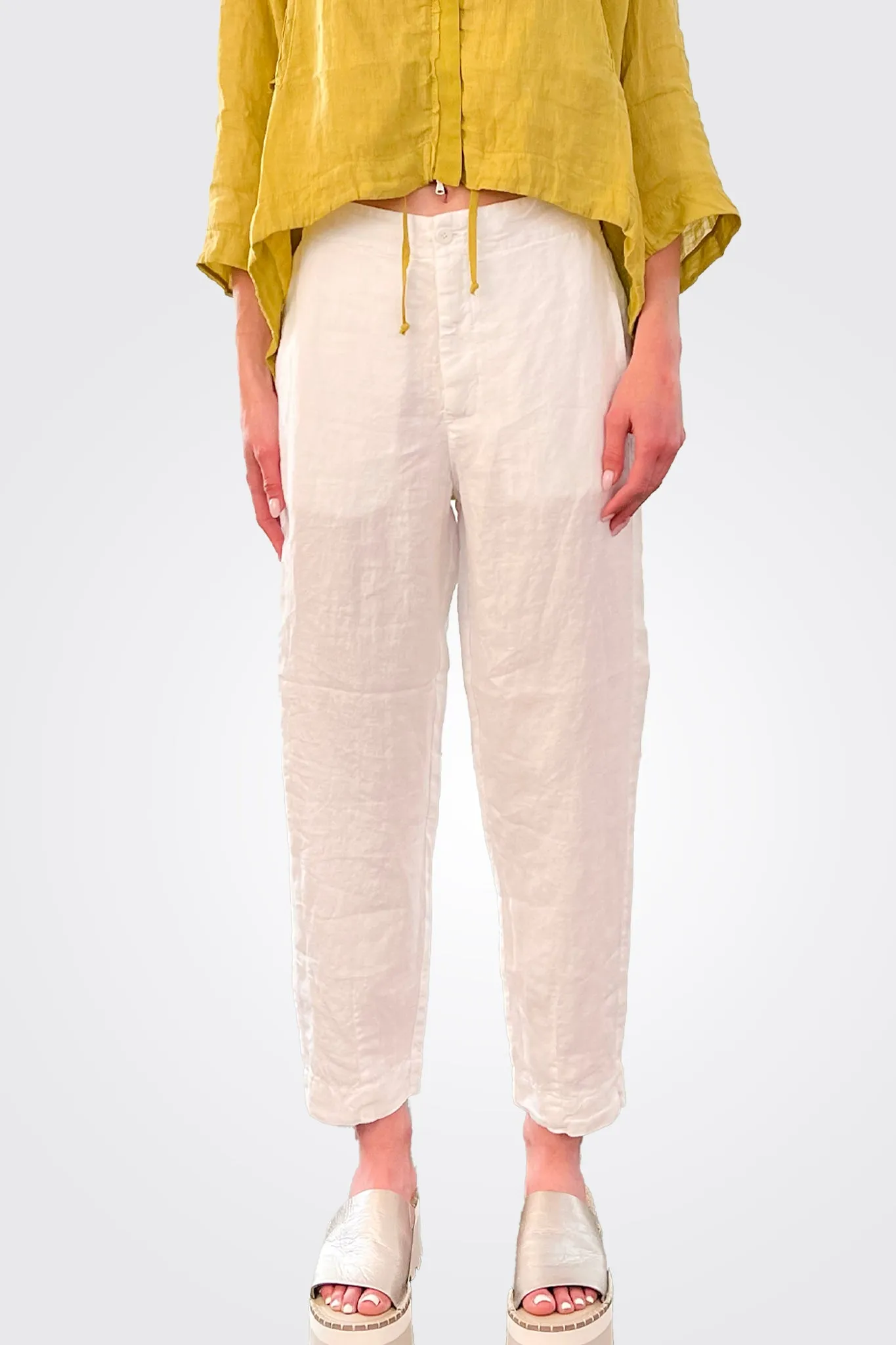 Linen Comfort Trousers - White