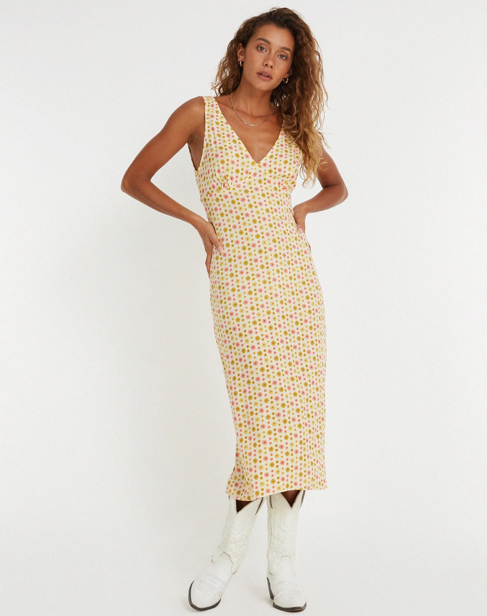 Lisheva Midi Dress in Daisy Chain Cream