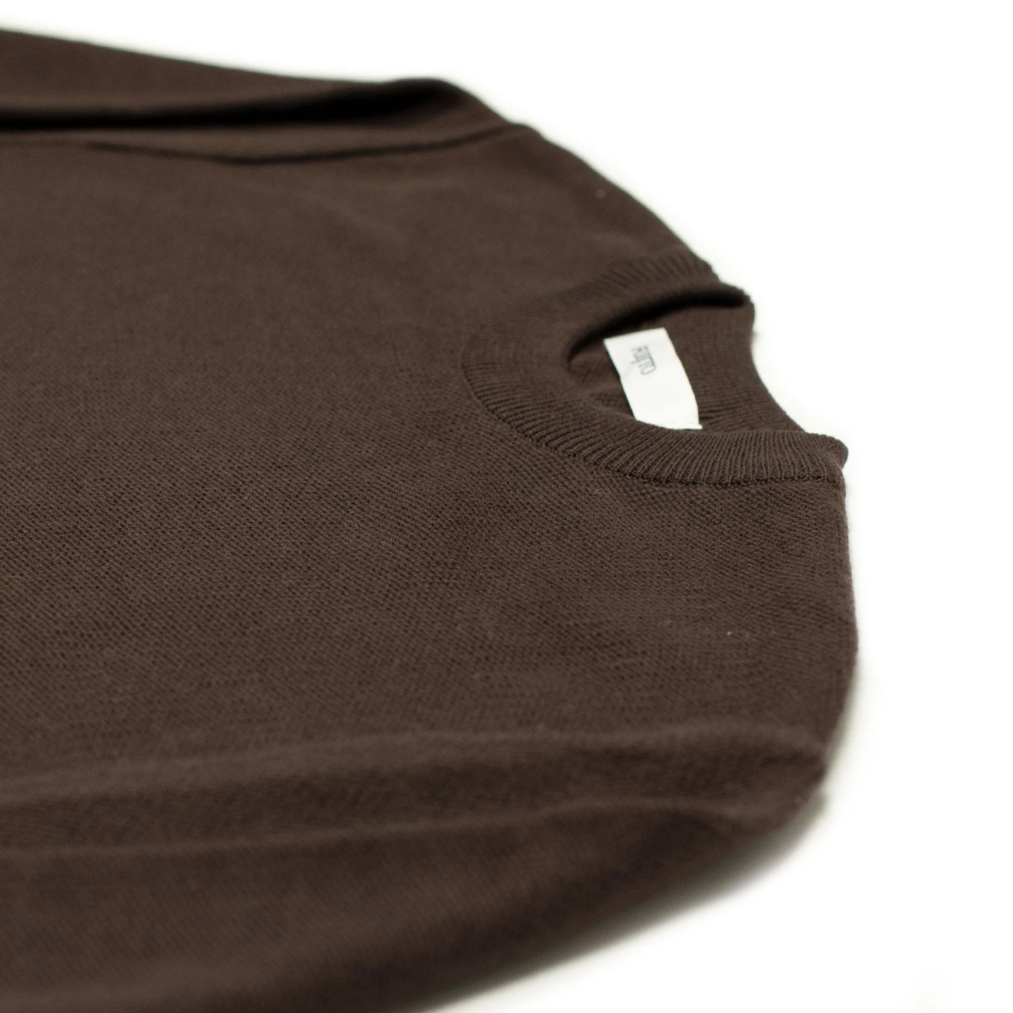 Long sleeve knit t-shirt in chocolate brown cotton