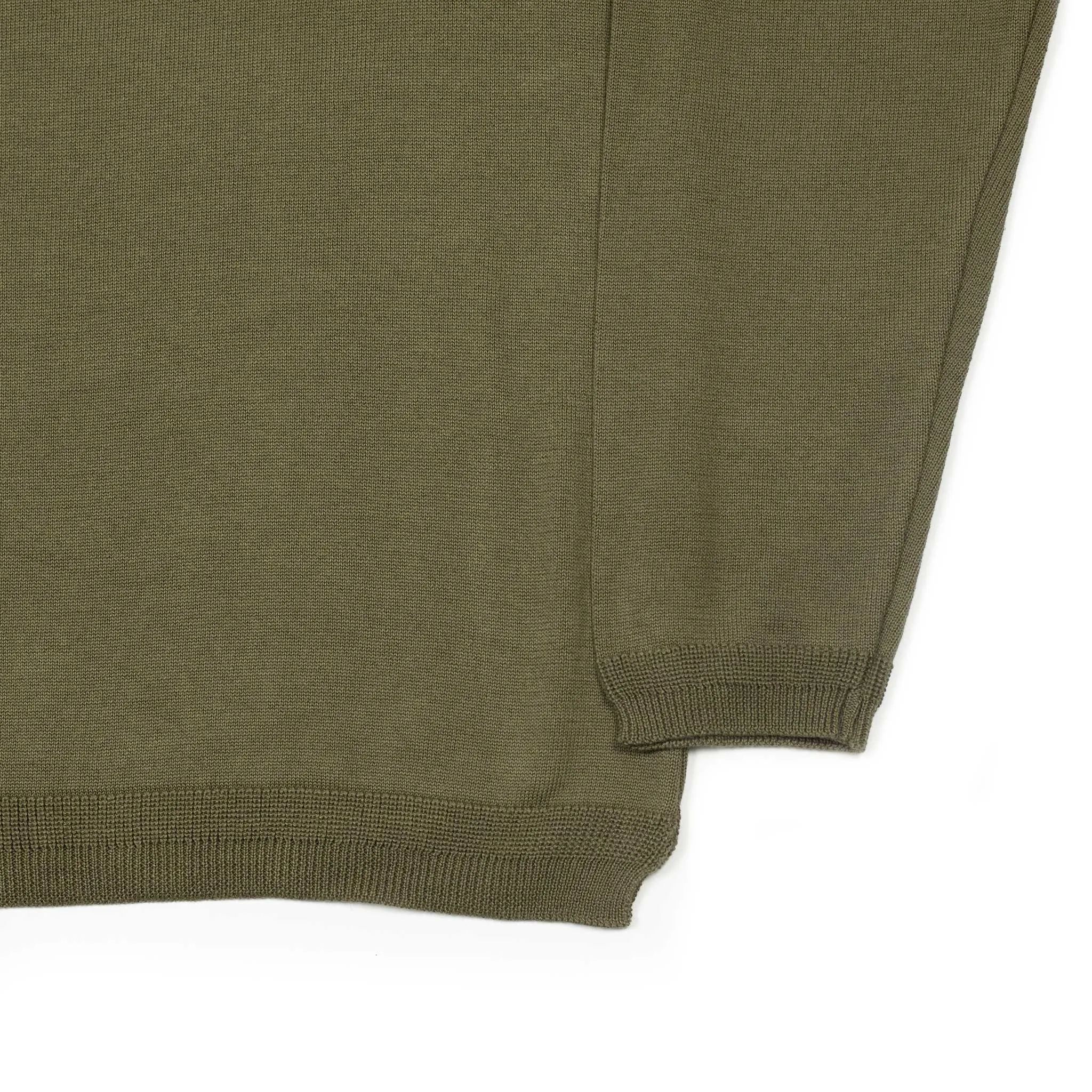 Long sleeve knit t-shirt in dark olive cotton