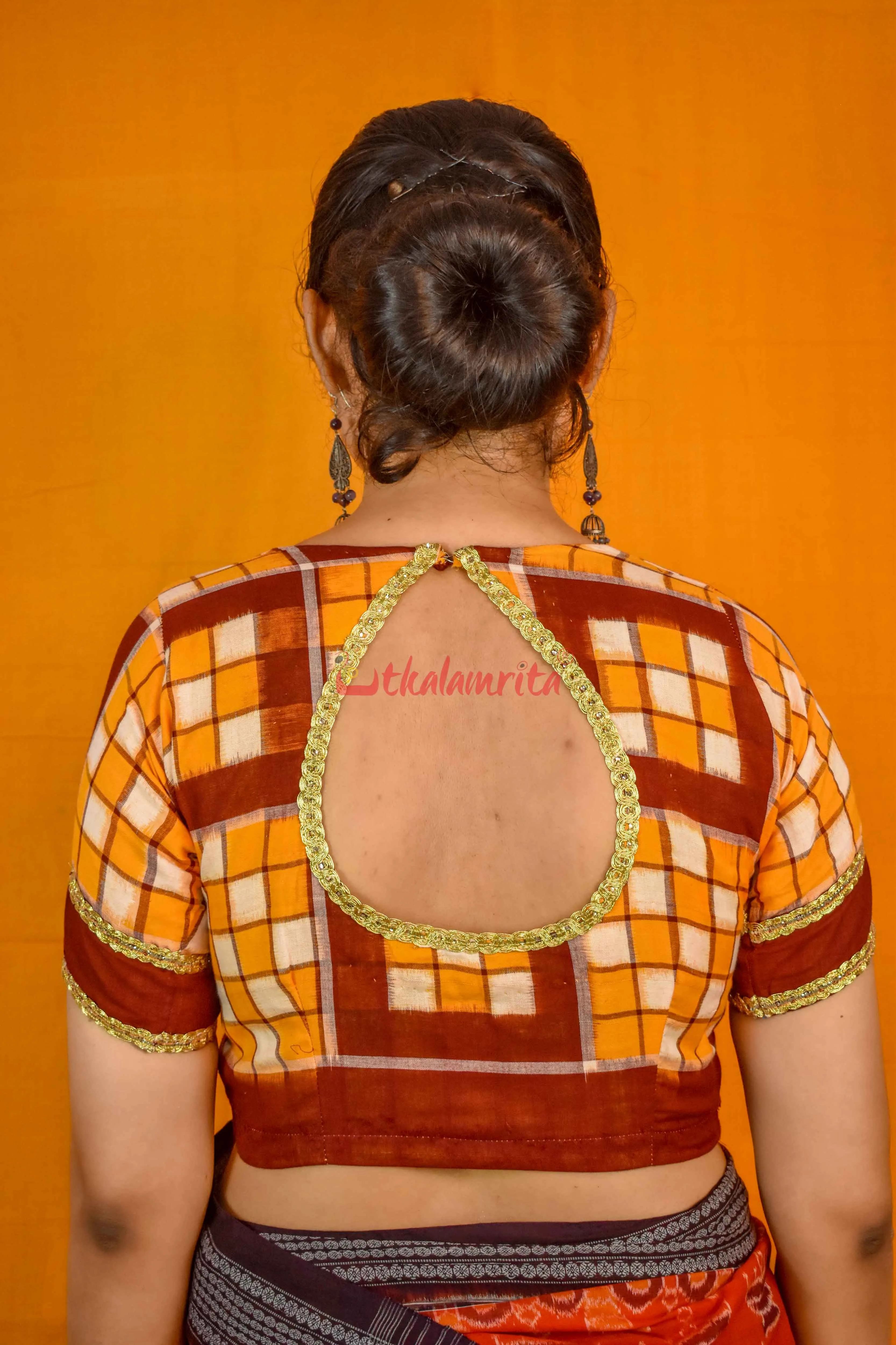 Maroon Yellow Pasapali (Blouse)