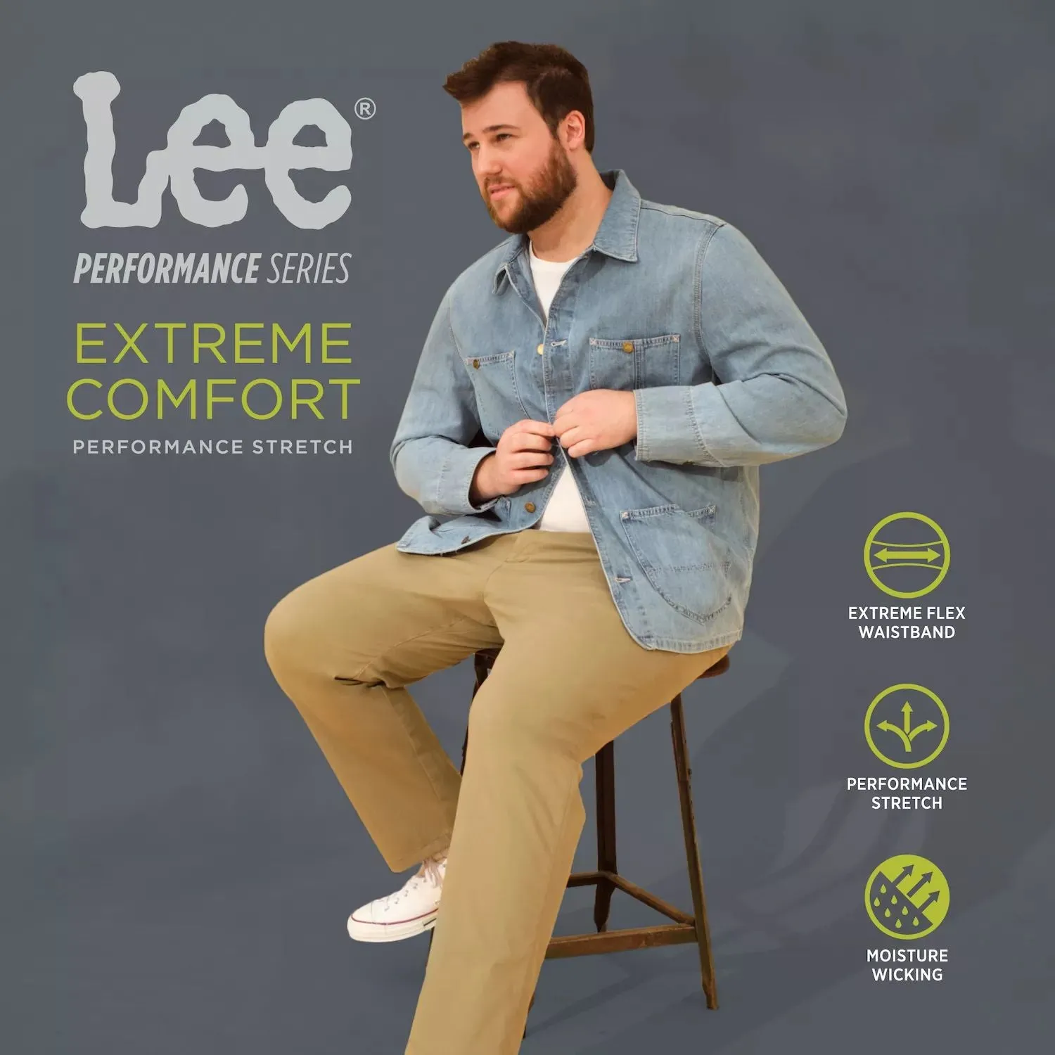 Men's Big and Tall Extreme Comfort MVP Lee trousers, black