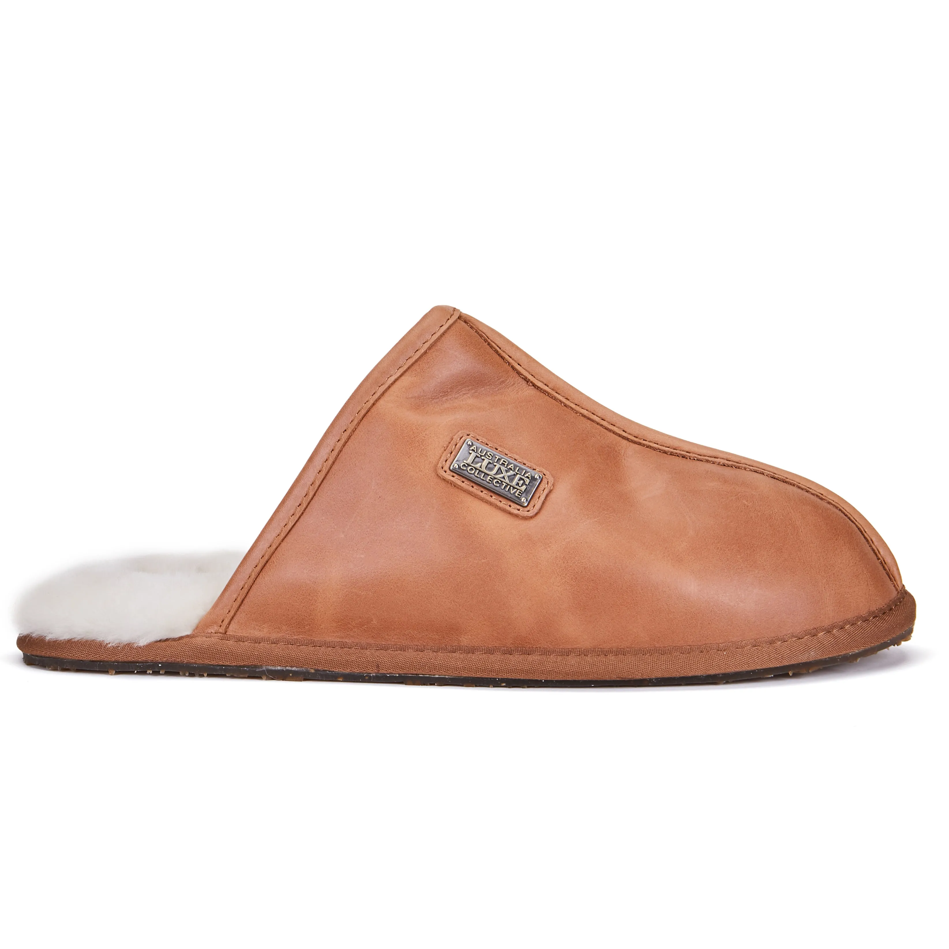 MENS CLOSED MULE LEATHER TAN