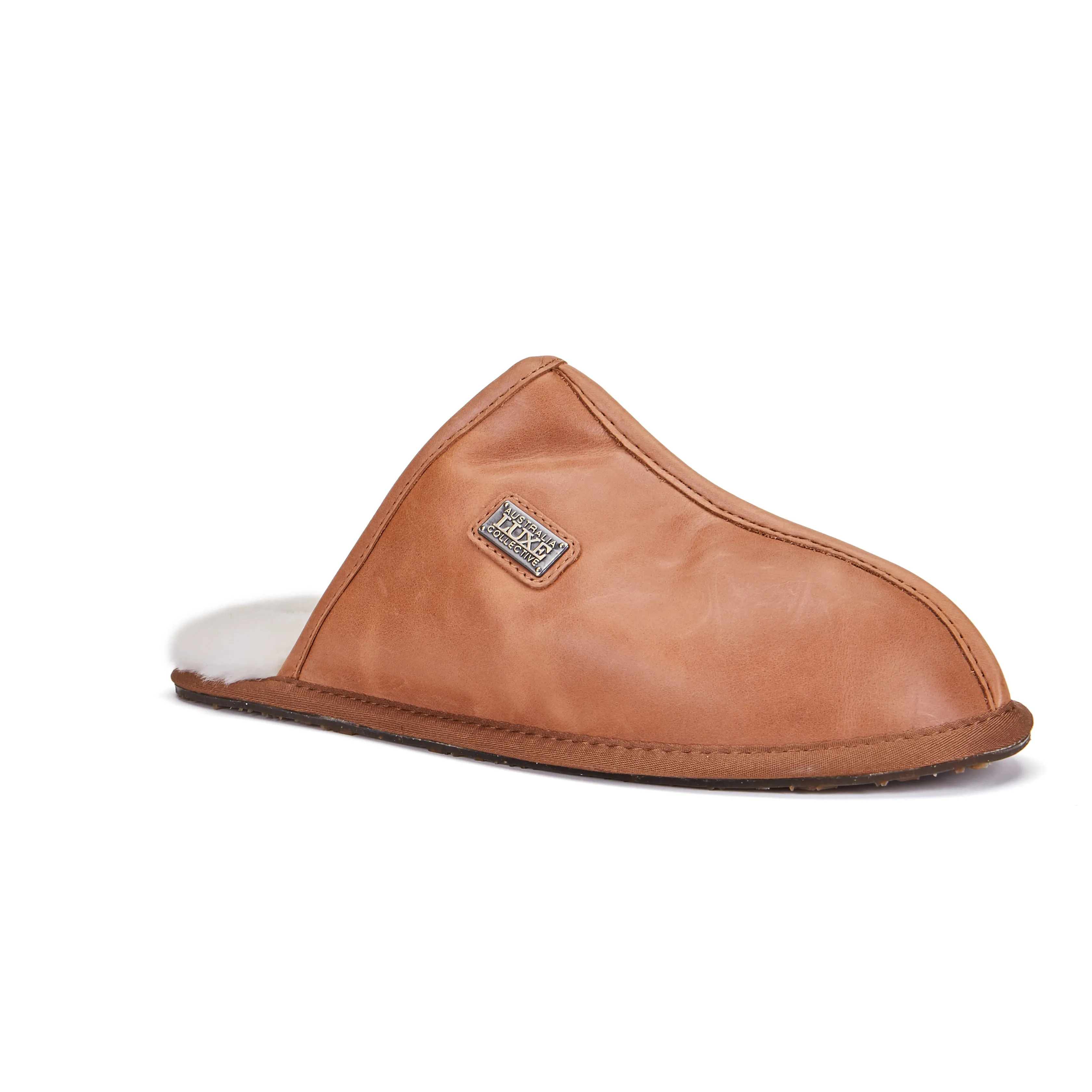 MENS CLOSED MULE LEATHER TAN