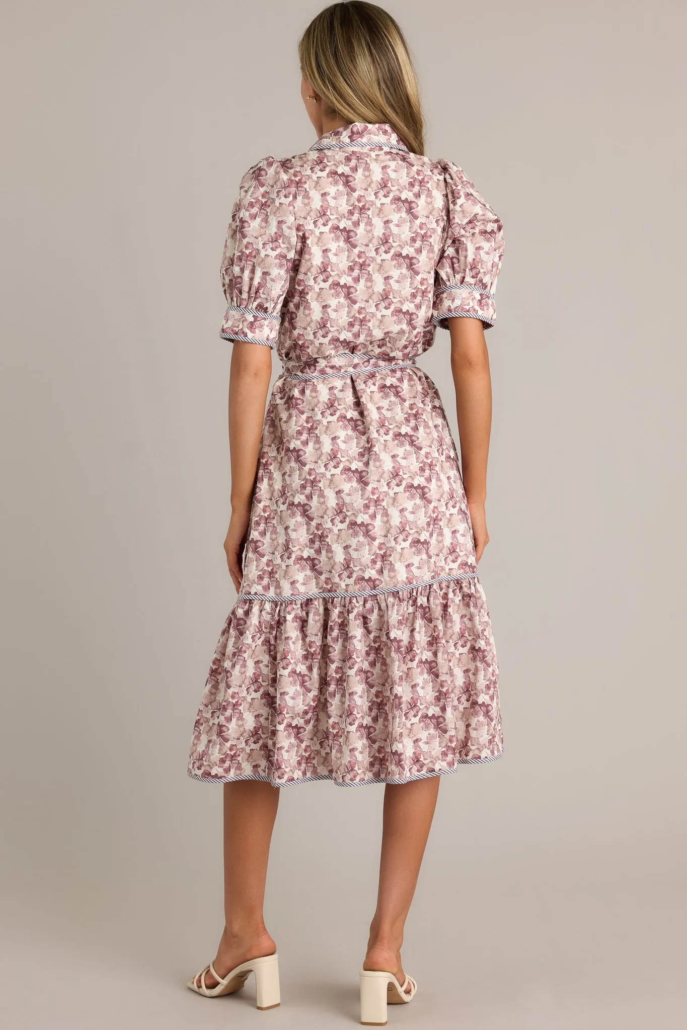 Midnight Mist 100% Cotton Brown Floral Midi Dress