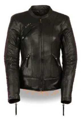 Milwaukee Leather MLL2570  Women's Phoenix Embroidered Black and Purple Leather Jacket with Gun Pockets