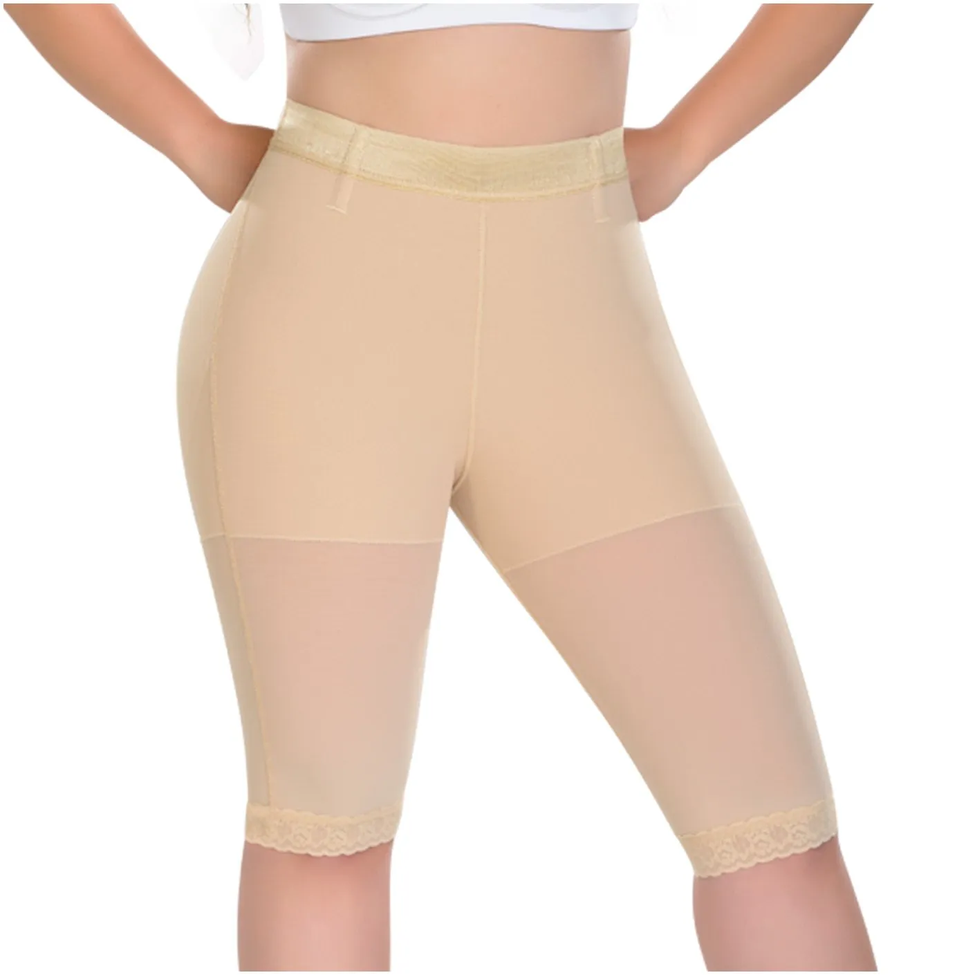 MYD 0323 | High Waisted Knee-Length Body Faja Shorts For Women