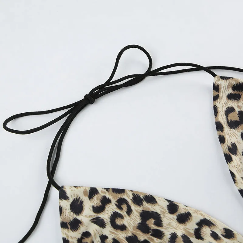 Neva Leopard Print Scarf Tie Halter Top