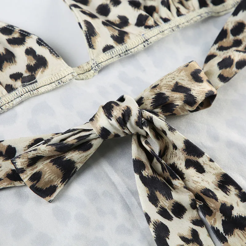 Neva Leopard Print Scarf Tie Halter Top