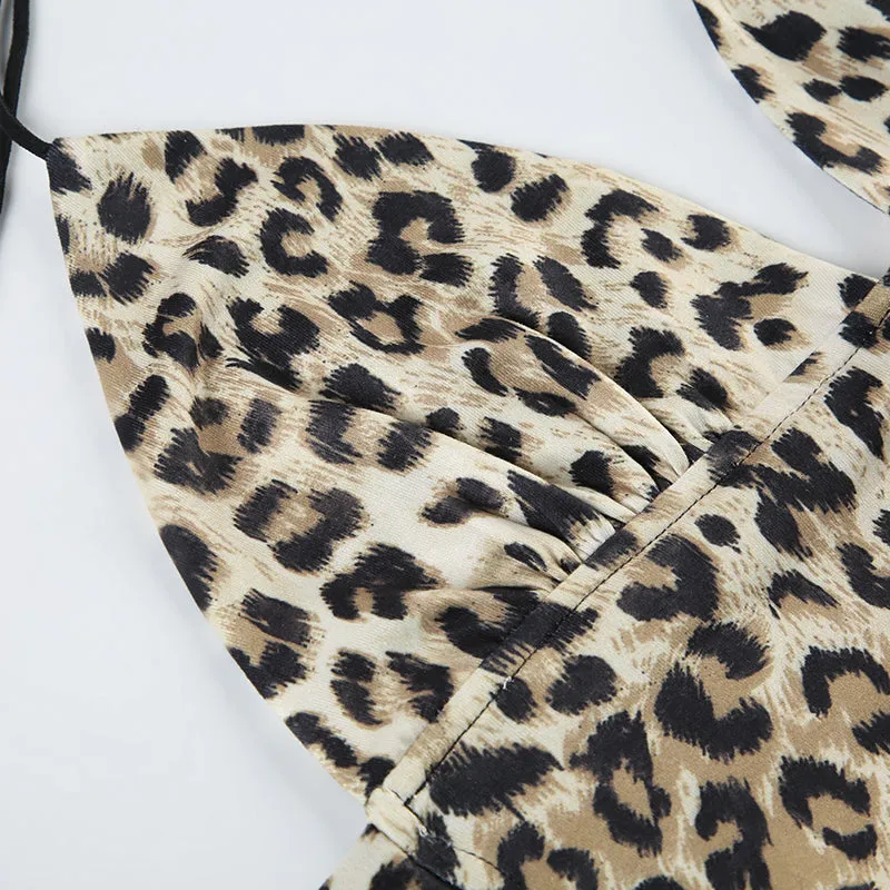 Neva Leopard Print Scarf Tie Halter Top