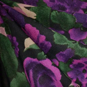 Painterly Moody Floral Light Sweater Knit Purple/Black