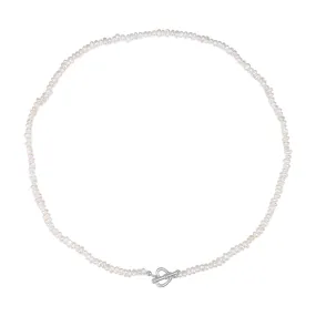 Pearl Heart Sterling Silver Clasp Choker Necklace