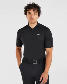 Performance Collarless Polo Shirt - Black