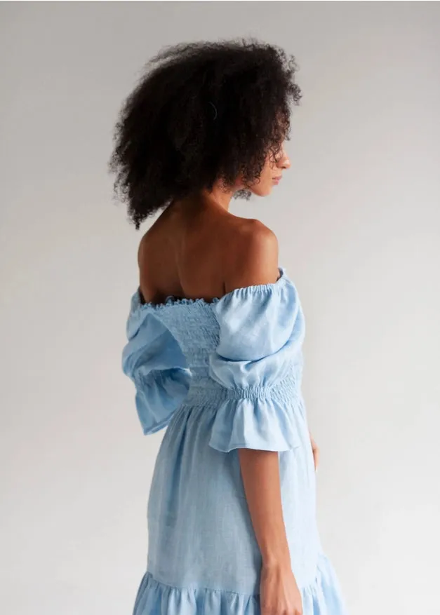 "Camila" Sky Blue Midi Dress