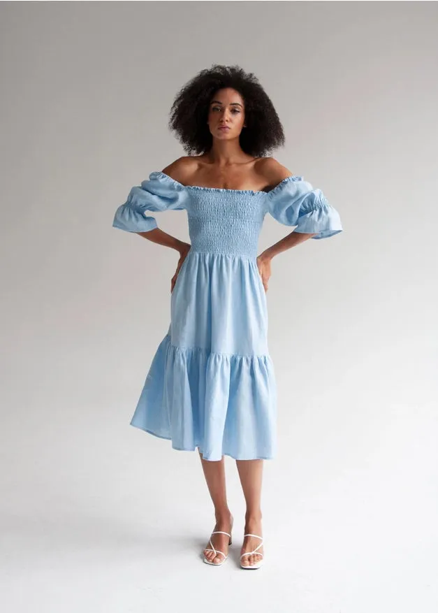 "Camila" Sky Blue Midi Dress