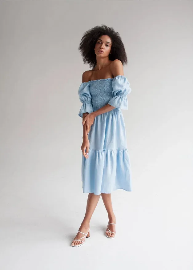 "Camila" Sky Blue Midi Dress