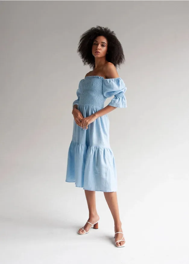 "Camila" Sky Blue Midi Dress