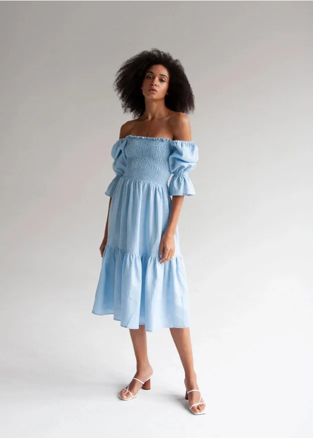 "Camila" Sky Blue Midi Dress