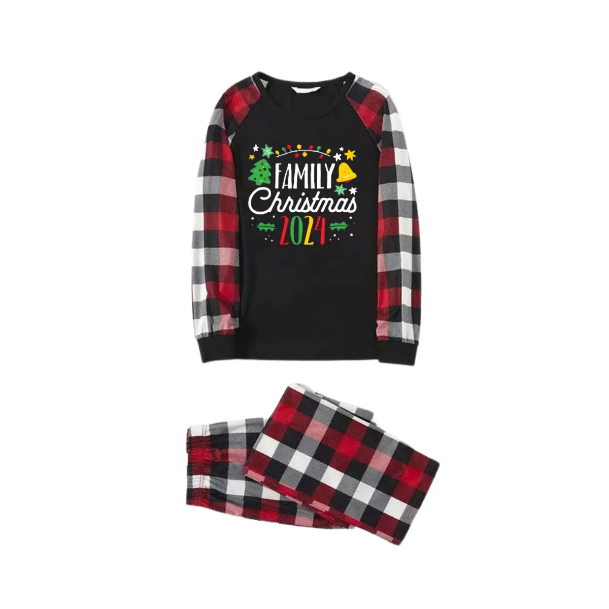 "Family Christmas 2024" Pattern Ⅰ- Red&Black&White Plaid  Matching Pajamas