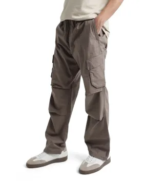 Rare Rabbit Men's Parc Dusky Olive Parachute Fabric Regular Fit Multipocketed Cargo Style Trouser