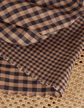 Remnant 1.5m -Maple Night Double Sided Gingham Cotton Double Gauze Fabric, Atelier Brunette