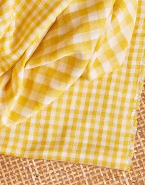 Remnant 2.25m -Lemon Yellow Double Sided Gingham Cotton Double Gauze Fabric, Atelier Brunette