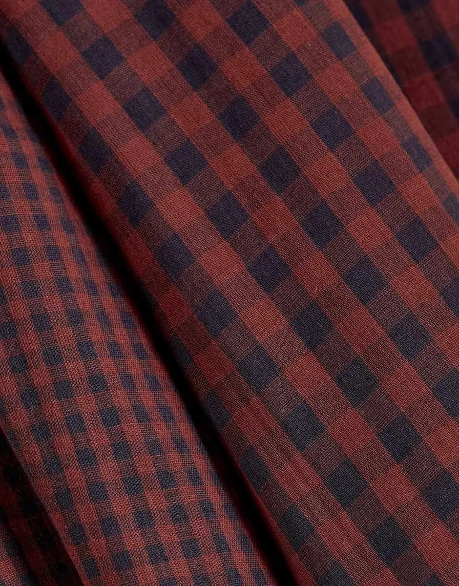 Rust & Night Double Sided Gingham Cotton Double Gauze Fabric, Atelier Brunette