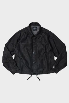 Shirring Trucker Jacket - Black