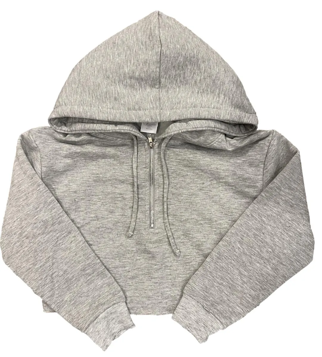 Soft Cloud Crop Half Zip Hoodie - Heathered Grey