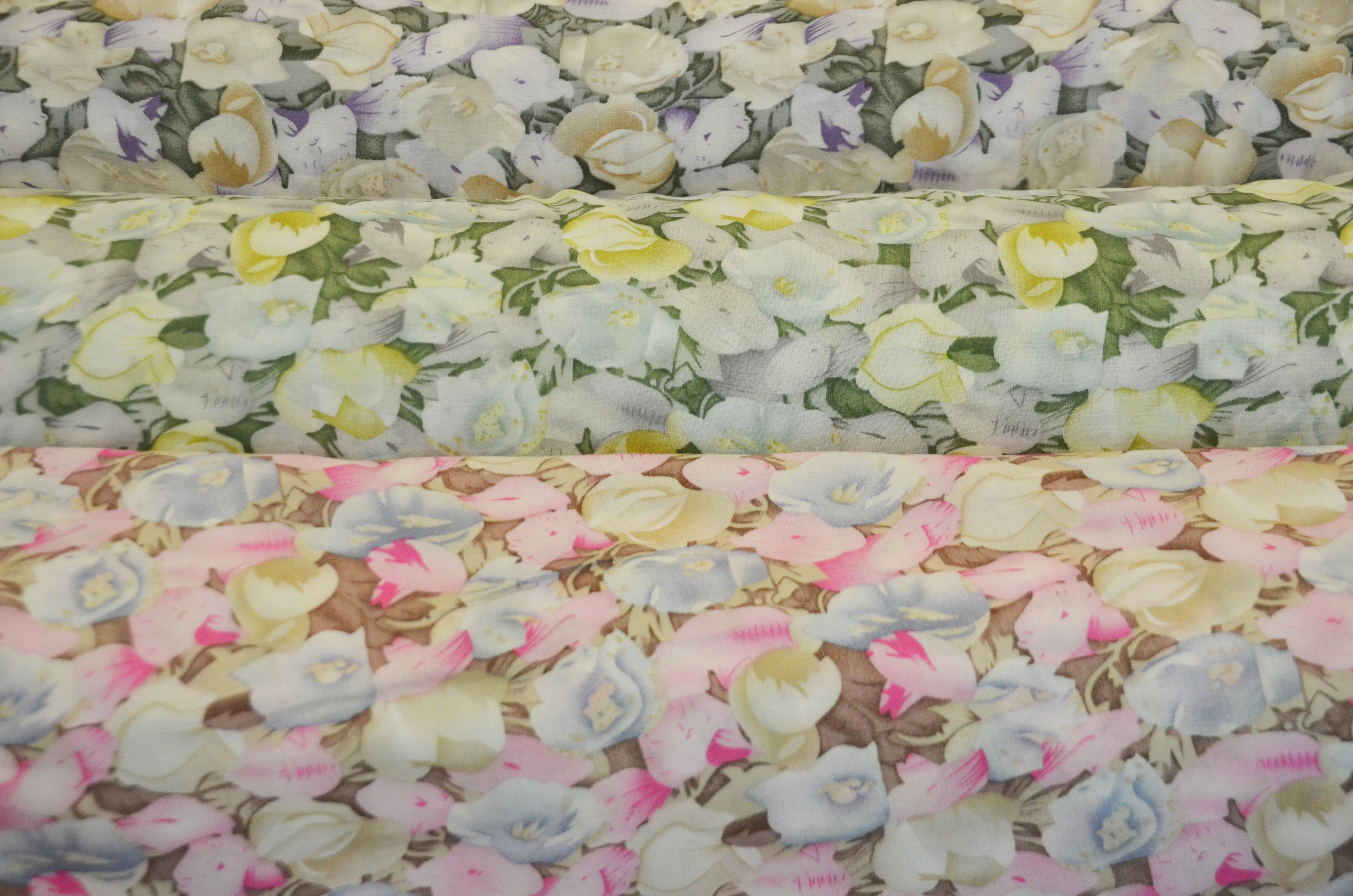 Spring Floral Rayon Challis Fabric by the Continuous Yard | 60" Wide | Flower Rayon Challis Fabric | Rayon Challis for Dresses and Skirts |