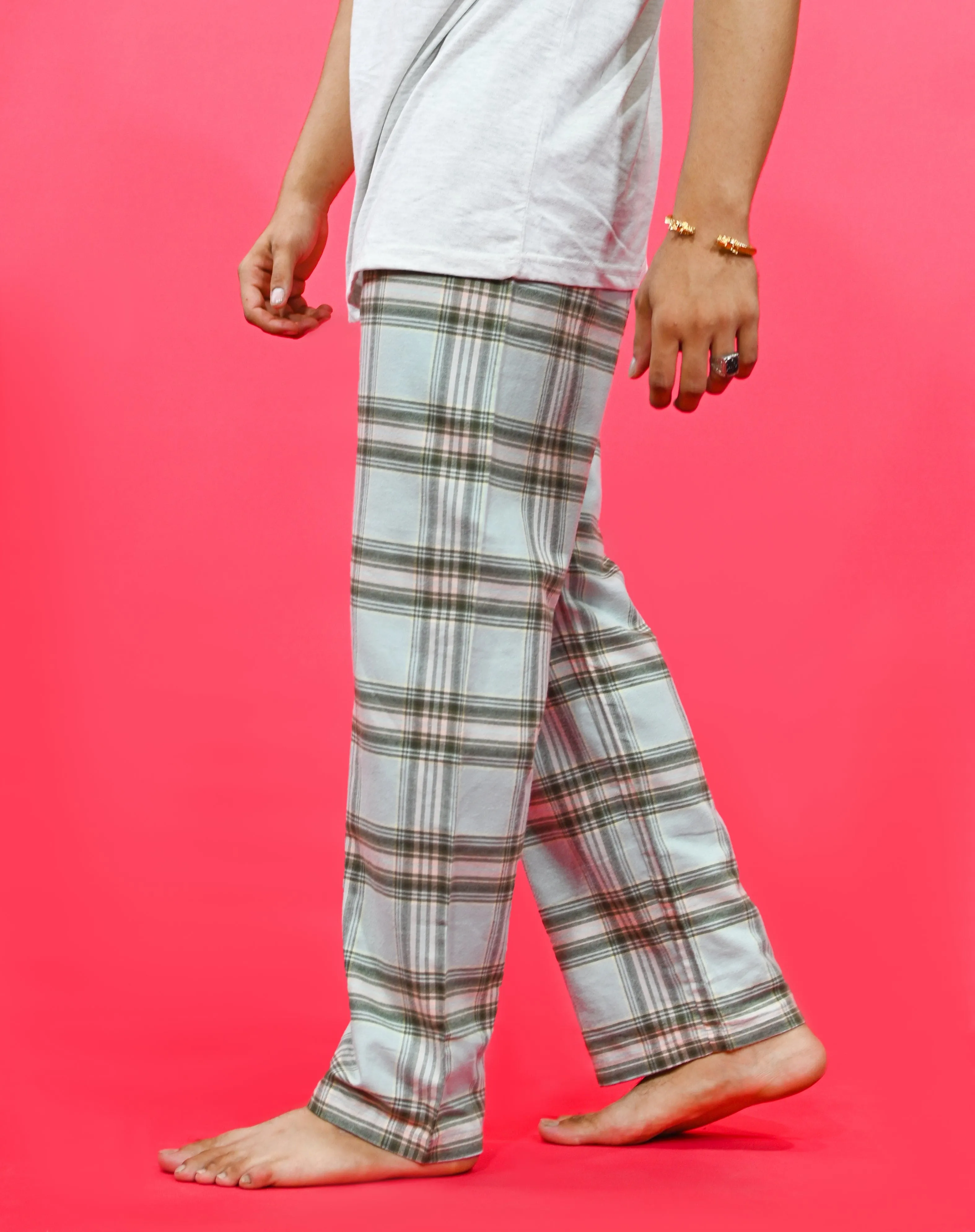 Unisex Checked Loungewear Comfy Soft Hunter Green Cotton Trouser