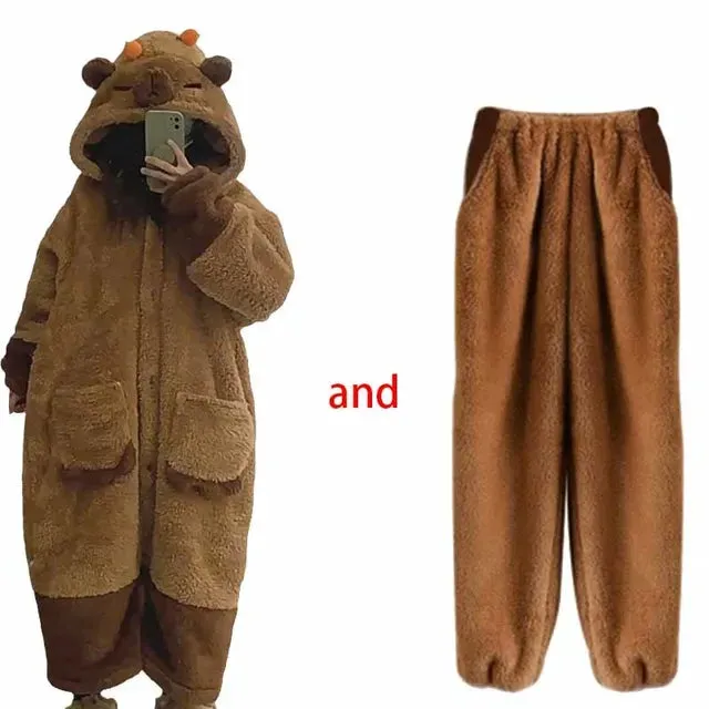 Warm & Snuggly Capybara Pajama Set - Ideal for Winter Nights