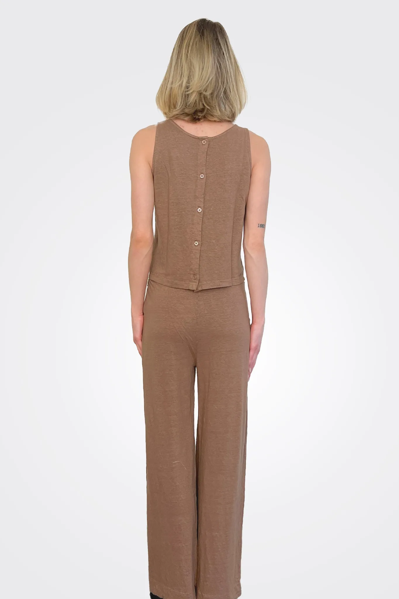 Wide Leg Comfort Trousers - Mocha