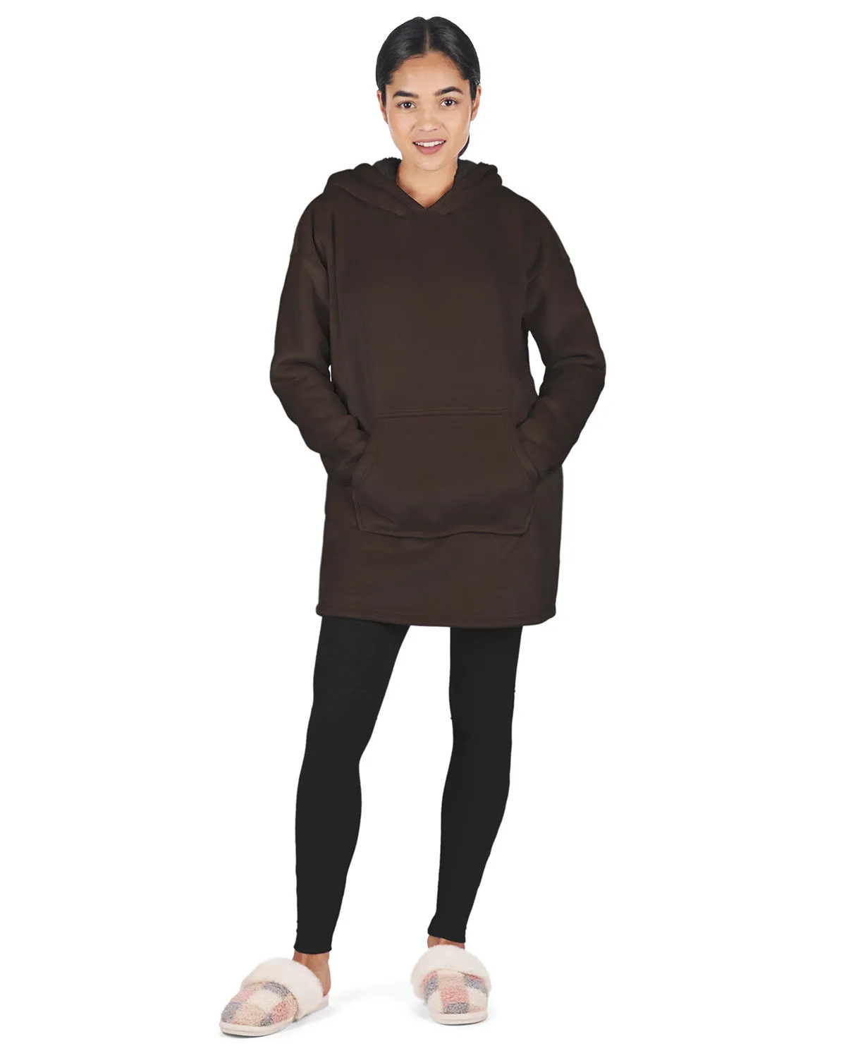 Women's Sherpa-Lined Soft Velour Hooded Lounge Top