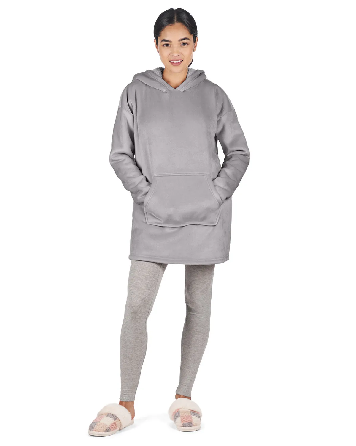 Women's Sherpa-Lined Soft Velour Hooded Lounge Top