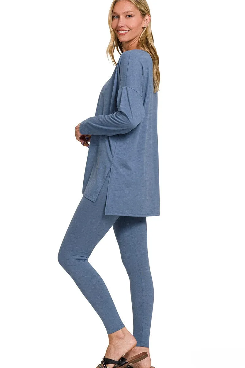 Zenana Brushed Soft Microfiber Long Sleeve Loungewear Set